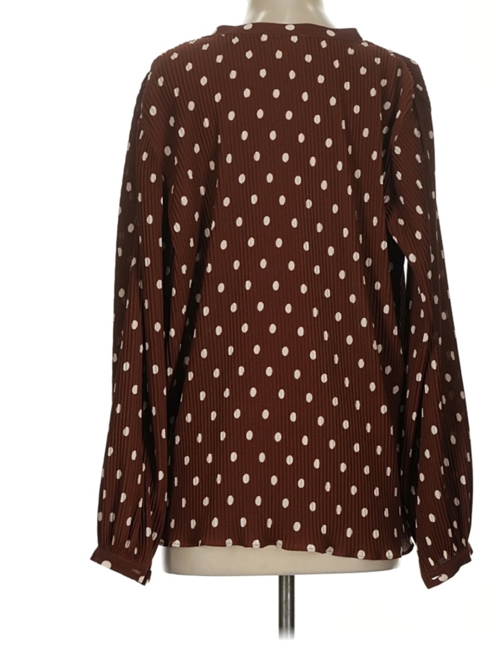 Sezane Nikki Pleated Shirt in Brown and Ecru Polka Dots Size 36 US 4 - Picture 5 of 11